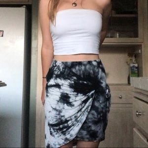Tie dye knot skirt, black, grey and white